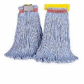 Rubbermaid Mop Head, 24 oz, Cottonsynthetic Blend, Universal Headband, Looped End, All Purpose, Blue