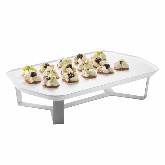 Rosseto, Rectangular Tray & Riser Set, White Melamine Tray, S/S Stand, 20 5/16" x 12 7/16" x 4"