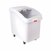 Rubbermaid, Ingredient Bin, Mobile, 4 1/8 cu ft, 28" H, White Base/Clear Lid