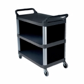 Rubbermaid Xtra Utility Cart, 3 Shelves, 300 lb Capacity, Black