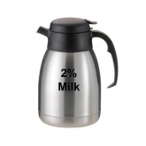 Service Ideas, Carafe, SteelVac, "2% Milk" Etched on Side, 1.50 liter