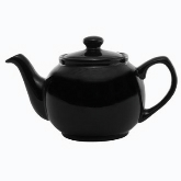 Service Ideas Inc. Teapot, 16 oz, w/ Lid and Infuser Basket, English Style, Ceramic, Black