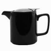 Service Ideas Inc. Teapot, 16 oz, w/ Lid and Infuser Basket, Washington Style, Ceramic, Black