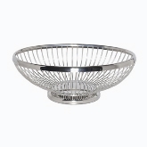 Service Ideas Inc. Wire Basket, 9", Oval, Polished Stainless w/ Weighted Base