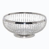 Service Ideas Inc. Wire Basket, 7", Round, Polished Stainless w/ Weighted Base