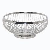 Service Ideas Inc. Wire Basket, 8 1/2", Round, Polished Stainless w/ Weighted Base