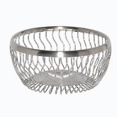 Service Ideas Inc. Wire Basket, 7", Round, Wavy, Brushed Stainless