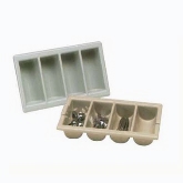 Vollrath Cutlery Box, Four Compartment, 12 7/8" x 20 7/8" x 4 1/2", w/Handles, Black