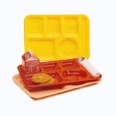 Vollrath School Compartment Tray, Rectangular, 9 3/4" x 13 3/4", Right Hand, ABS, Stackable, Red