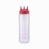 Vollrath Tri Tip Squeeze Bottle, 24 oz, Wide Mouth, Clear Bottle w/Red Top