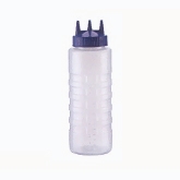 Vollrath Tri Tip Squeeze Bottle, 32 oz, Wide Mouth, Clear Bottle w/Blue Top