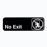 Vollrath "No Exit" Sign, 3" x 9", White on Black