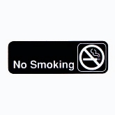 Vollrath "No Smoking" Sign, 3" x 9", White on Black