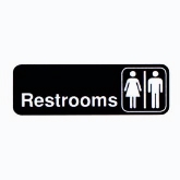 Vollrath "Restrooms" Sign, 3" x 9", White on Black