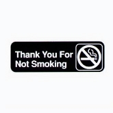 Vollrath "Thank You For Not Smoking" Sign, 3" x 9", White on Black
