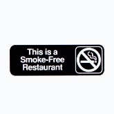 Vollrath "This Is A Smoke-Free Restaurant" Sign, 3" x 9", White on Black