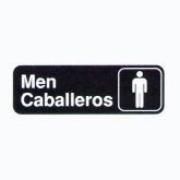 Vollrath "Men/Caballeros" Sign, 3" x 9", White on Black