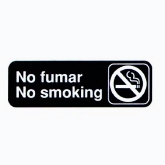 Vollrath "No Fumar/No Smoking" Sign, 3" x 9", White on Black