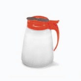 Vollrath Dripcut Server, 48 oz, White Polyethylene Jar, Plastic Top, Red