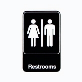 Vollrath "Restrooms" Sign, 6" x 9", White on Black