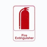 Vollrath "Fire Extinguisher" Sign, 6" x 9", Red on White