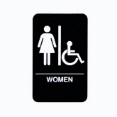 Vollrath "Women/Accessible" Sign, Braille, 6" x 9", White on Black