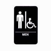 Vollrath"Men/Accessible" Sign, Braille, 6" x 9", White on Black