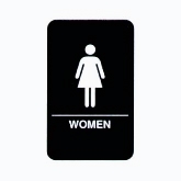 Vollrath "Women" Sign, Braille, 6" x 9", White on Black
