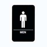 Vollrath "Men" Sign, Braille, 6" x 9", White on Black