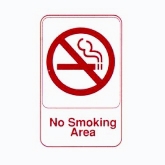 Vollrath "No Smoking Area" Sign, 6" x 9", Red on White