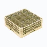 Vollrath Rack-Master Dishwasher Stock Rack, Glass/Stem, 16 Comp., w/2 Extenders, Handles, Beige