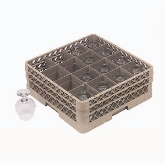 Vollrath Rack-Master Dishwasher Stock Rack, Glass/Stem, 16 Comp., w/4 Extenders, Handles, Beige
