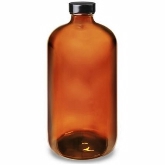 Uline, Round Glass Bottle, 32 oz, Amber
