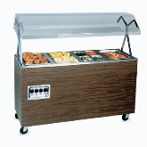 Vollrath, 4 Well Hot Food Station w/Walnut Woodgrain Wrapper and Lights, 60" L x 24" W x 57" H, 14-20 P