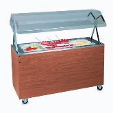 Vollrath, Portable Refrigerated Cold Pan, Walnut Woodgrain, w/Lights, 46" x 24" x 57", Open Storage