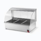 Vollrath Hot Food Bar, Countertop, 43" W, Service Type, Curved Glass Design, Single Shelf