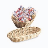 Vollrath Cracker Basket, 9" x 3 1/2" x 2", Oblong, Tan Plastic Rattan