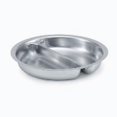 Vollrath, Divided Food Pan, S/S, 13 3/8" dia. x 2 1/8" H, 1.2 qt