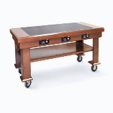 Vollrath Induction Table, 76" W x 30" D x 36" H, Solid Maple Table w/Ceramic Counter, Medium Oak Color