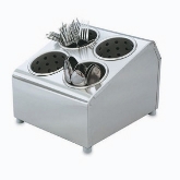 Vollrath Cutlery Dispenser, Silv-a-tainer, S/S w/Rubber Feet, 4 Cylinder, 10 1/8" x 11 1/2" x 8 1/2"