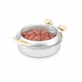 Vollrath, Intrigue Glass Top Induction Chafer, 6 qt, Large, Round, S/S Brass Trim
