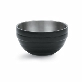 Vollrath Round Double Wall Insulated Colored Serving Bowl, 10.1 qt, S/S, w/Classic Black Black Finish