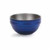 Vollrath, Round Double Wall Serving Bowl, .75 qt, S/S, w/Metallic Cobalt Blue Color Finish