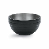 Vollrath, Round Double Wall Serving Bowl, .75 qt, S/S, w/Classic Black Black Color Finish
