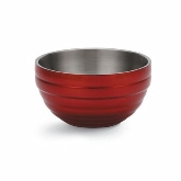 Vollrath, Round Double Wall Serving Bowl, 1.7 qt, S/S, w/Metallic Dazzle Red Color Finish