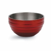 Vollrath, Round Double Wall Serving Bowl, 6.9 qt, S/S, w/Metallic Dazzle Red Color Finish