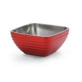 Vollrath, Square Double Wall Serving Bowl,.75 qt, S/S, w/Metallic Dazzle Red Color Finish