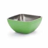 Vollrath, Square Double Wall Serving Bowl,.75 qt, S/S, w/Classic Green Apple Color Finish
