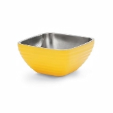 Vollrath, Square Double Wall Serving Bowl,.75 qt, S/S, w/Classic Nugget Yellow Color Finish