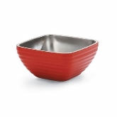 Vollrath, Square Double Wall Serving Bowl,.75 qt, S/S, w/Classic Fire Engin Red Color Finish
